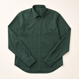 The Gramercy Men's Poplin Dress Shirt in Forest Green, flat lay