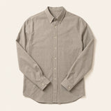 The Tribeca Men's Chambray Shirt in Stone, flat lay