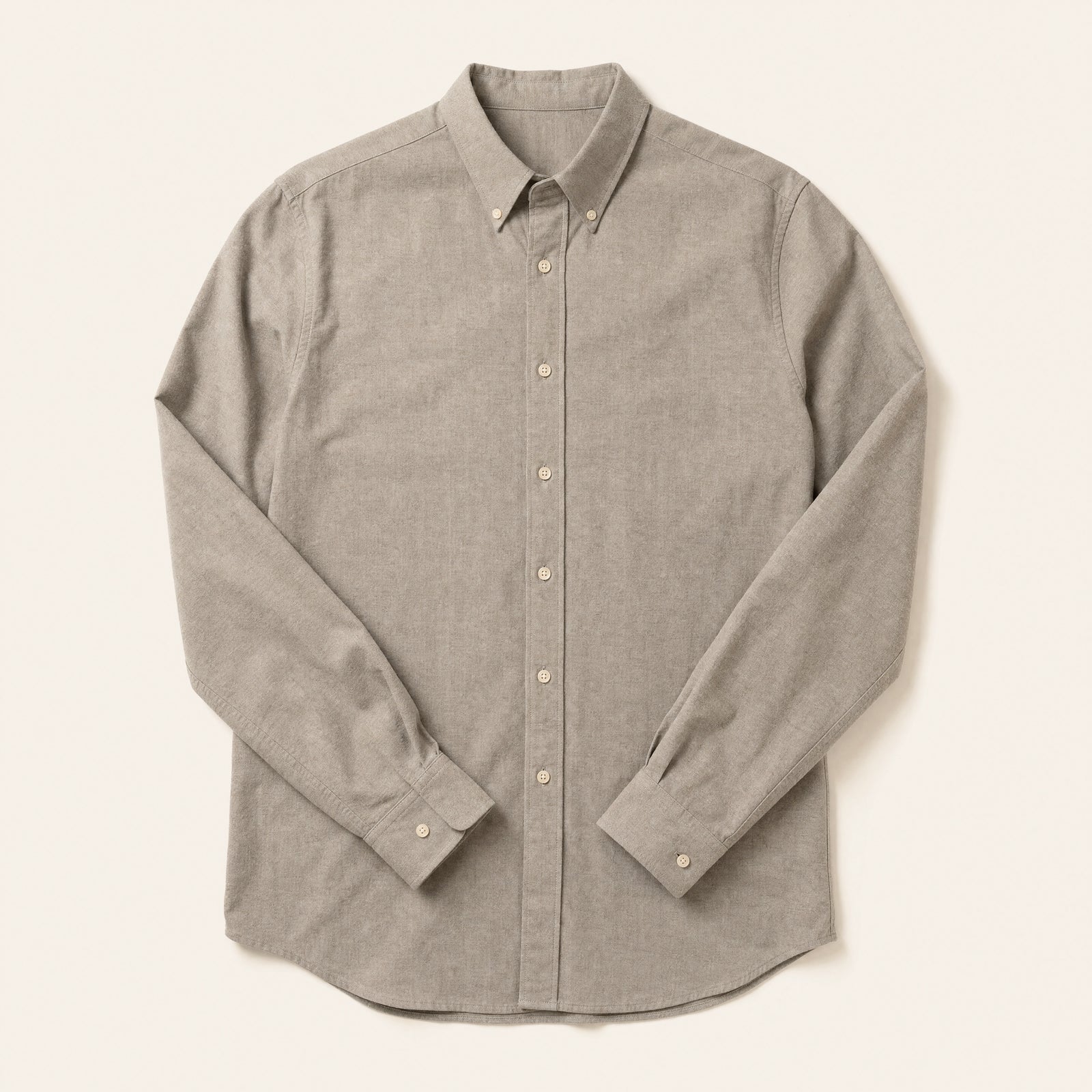 The Tribeca Men's Chambray Shirt in Stone, flat lay