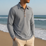 Grasse Contrast Placket Polo Shirt in Light Gray