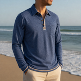 Grasse Contrast Placket Polo Shirt in Blue