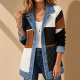 Gythio Denim Trim Cardigan Jacket in Multicolor