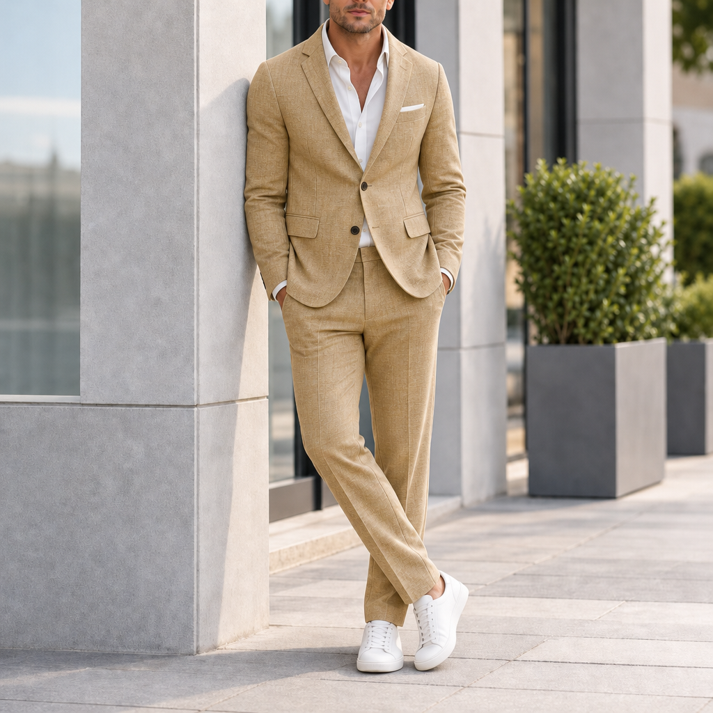 Hydra Slim Fit Suit Set in Khaki