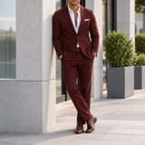Hydra Slim Fit Suit Set in Wine Red