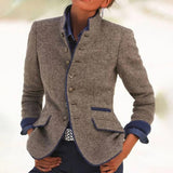 Ortona Stand-Collar Two-Tone Blazer