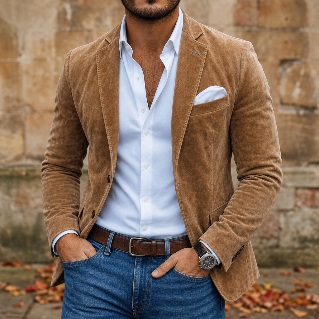 Javea Tailored Suede Blazer in Light Brown