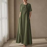 Jerez Bow Neck Maxi Dress in Green