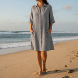 Lagos Linen Shirt Dress in Grey