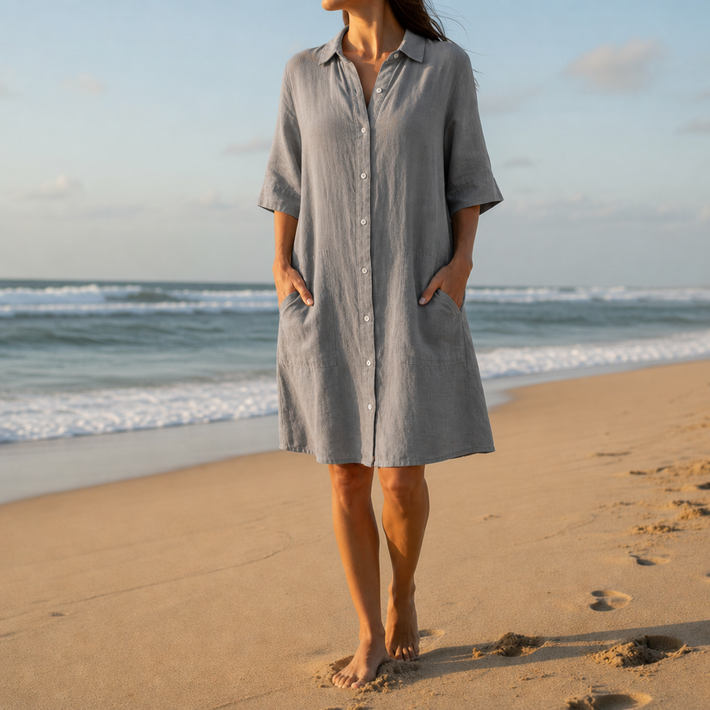 Lagos Linen Shirt Dress in Grey