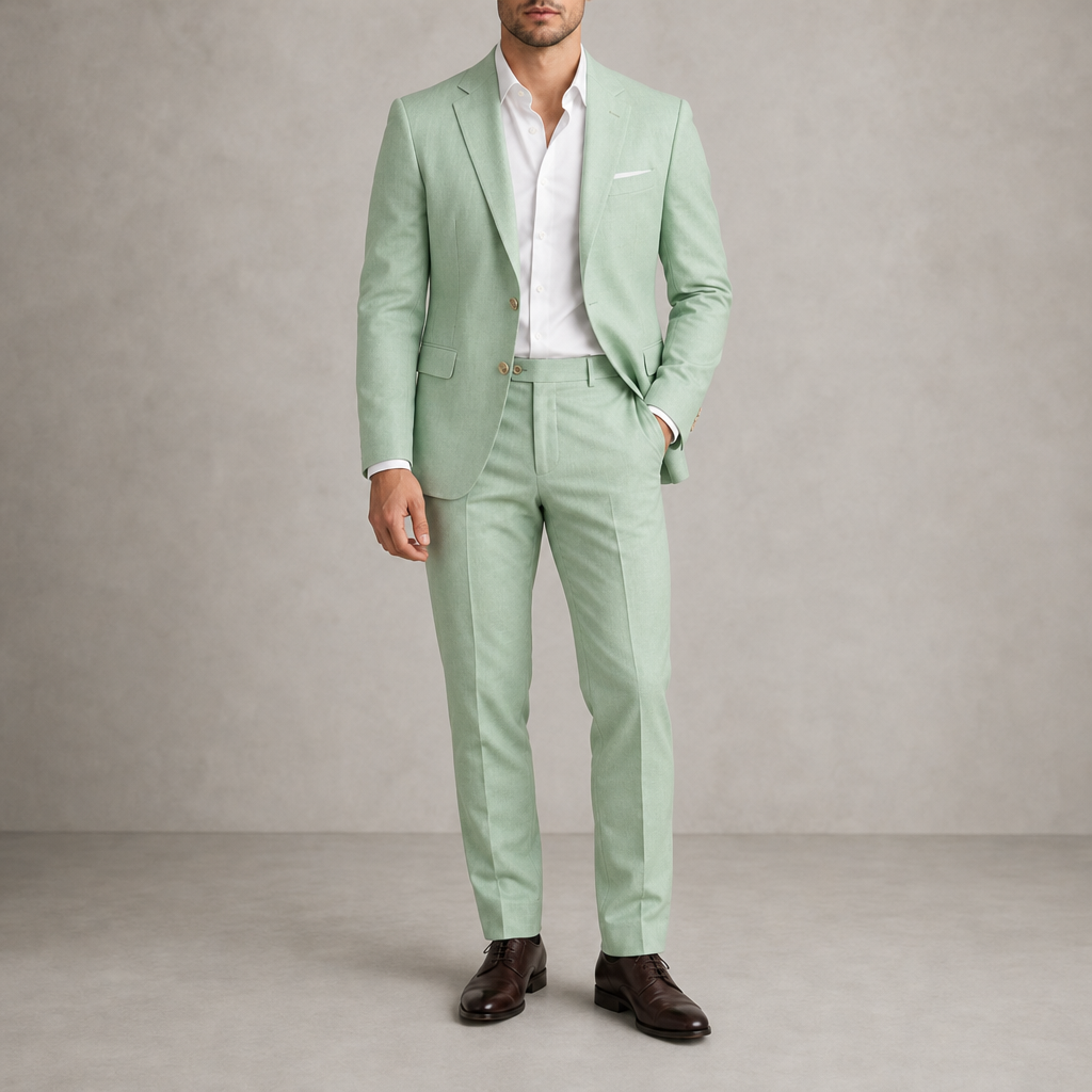 Leros Linen Suit Set in Sage Green