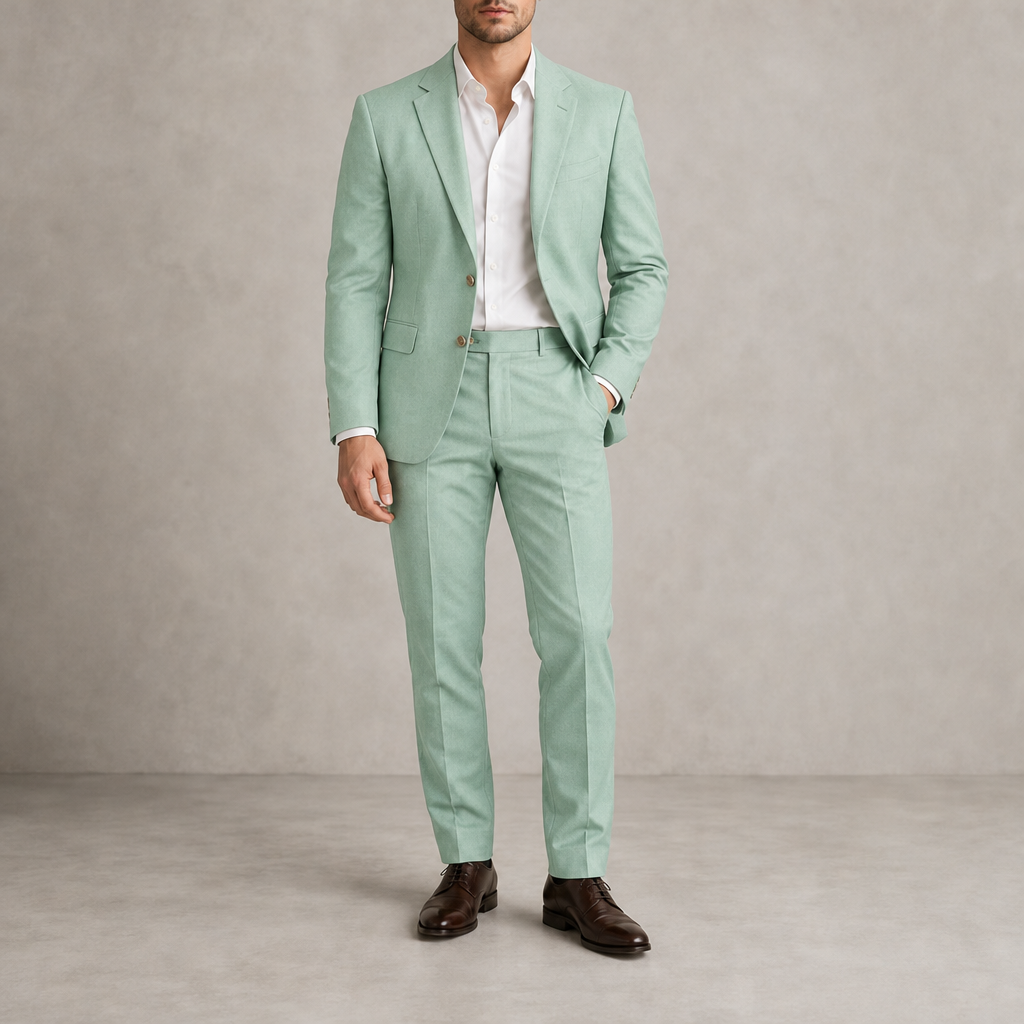 Leros Linen Suit Set in Light Green