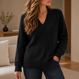 Malaga V-Neck Sweater in Black