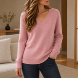Malaga V-Neck Sweater in Dusty Pink