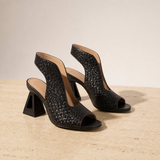 Mantova Orthopedic Woven Metallic Slingback Sandals in Black