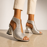 Mantova Orthopedic Woven Metallic Slingback Sandals in Silver
