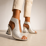 Mantova Orthopedic Woven Metallic Slingback Sandals in White