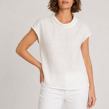 Matera Linen Cap Sleeve Blouse in Optic White