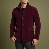 Methoni Corduroy Button Jacket in Burgundy Red