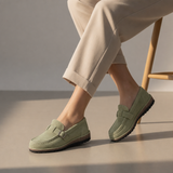 Mijas Orthopedic Suede Loafers in Green