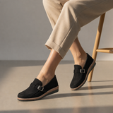 Mijas Orthopedic Suede Loafers in Black
