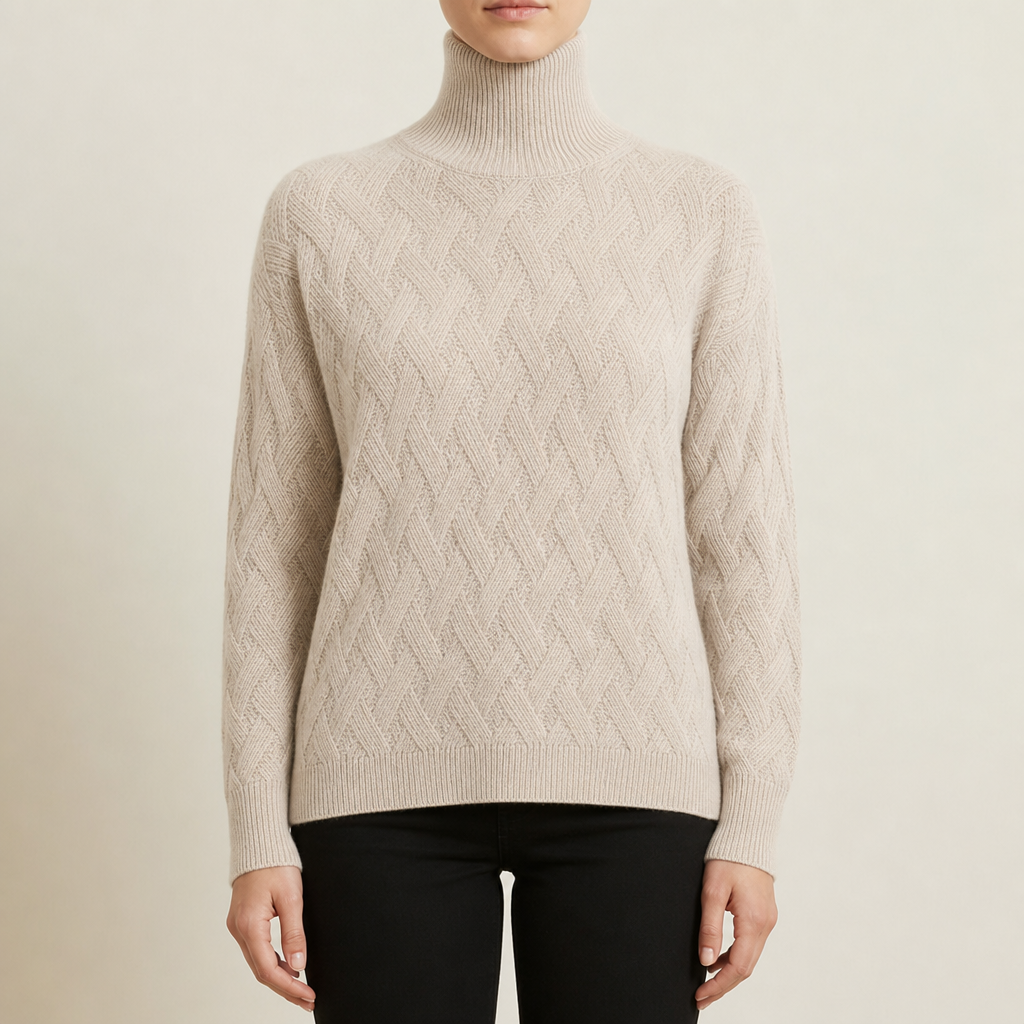 Milos Cashmere Blend Turtleneck Sweater in Beige