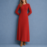 Modica Cable-Knit Maxi Dress in Red