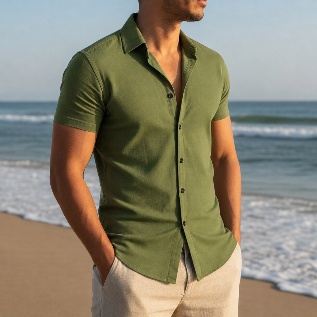 Monreale Muscle Fit Button Shirt in Green