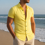 Monreale Muscle Fit Button Shirt in Yellow