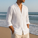 Mougins Linen Button-Down Shirt in White