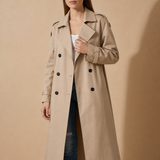 Nafplio Double-Breasted Trench Coat in Khaki