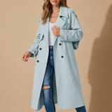 Nafplio Double-Breasted Trench Coat in Light Blue