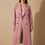 Nafplio Double-Breasted Trench Coat in Pink