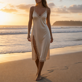 Narbonne Satin Lace Chemise in Champagne
