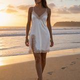 Narbonne Satin Lace Chemise in White