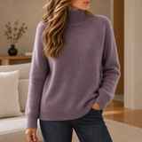 Nazare Ribbed Roll Neck Sweater in Purple