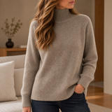 Nazare Ribbed Roll Neck Sweater in Camel