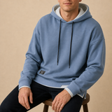 Nimes Two-Tone Pullover Hoodie in Blue