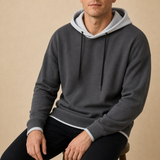 Nimes Two-Tone Pullover Hoodie in Gray