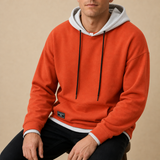 Nimes Two-Tone Pullover Hoodie in Orange