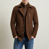 Nisyros Wool Utility Overcoat in Cocoa Brown