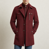 Nisyros Wool Utility Overcoat in Crimson Red