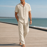 Noto Linen-Blend Matching Set in Khaki