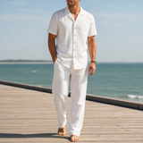 Noto Linen-Blend Matching Set in White