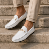 Omodos Croc Leather Loafers in White