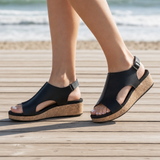 Palamos Orthopedic Wedge Sandals in Black