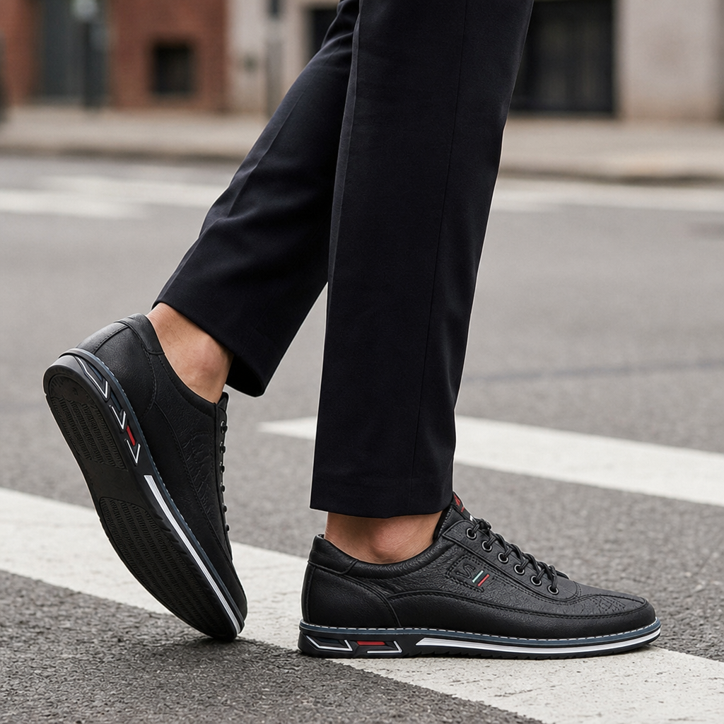 Patmos Premium Leather Sneakers in Midnight Black