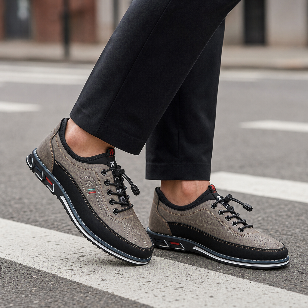 Patmos Premium Leather Sneakers in Stone Gray
