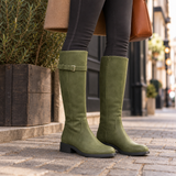 Perpignan Orthopedic Leather Knee-High Riding Boots in Green