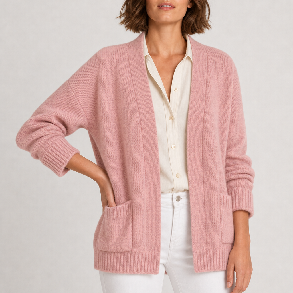 Pisa Open Front Knit Cardigan in Pink