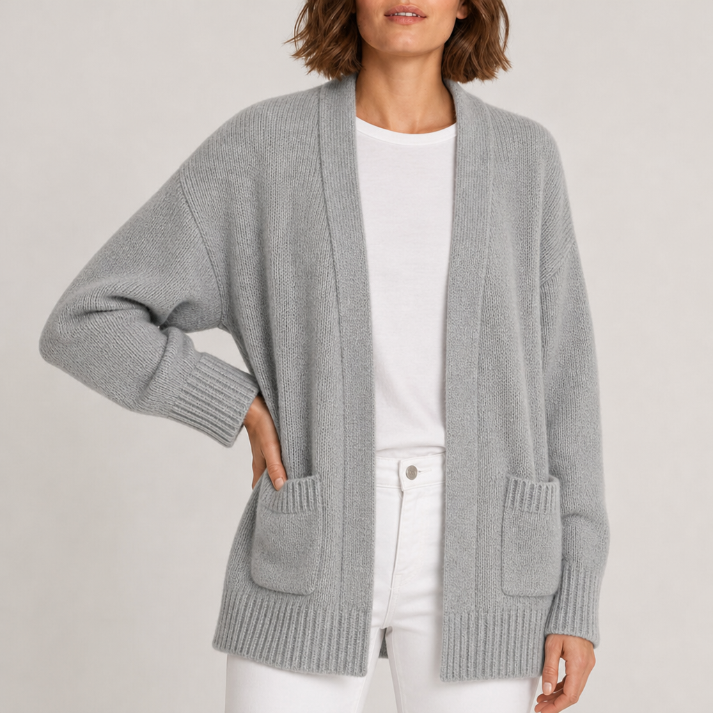 Pisa Open Front Knit Cardigan in Gray